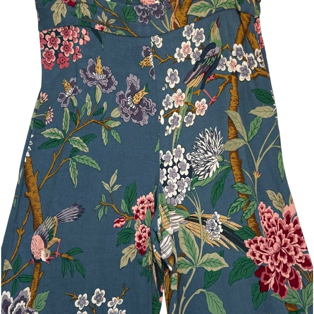H&M GP & J Baker Print Wide Leg Trousers Pants Size 10 Floral Birds High Rise - Picture 2 of 11